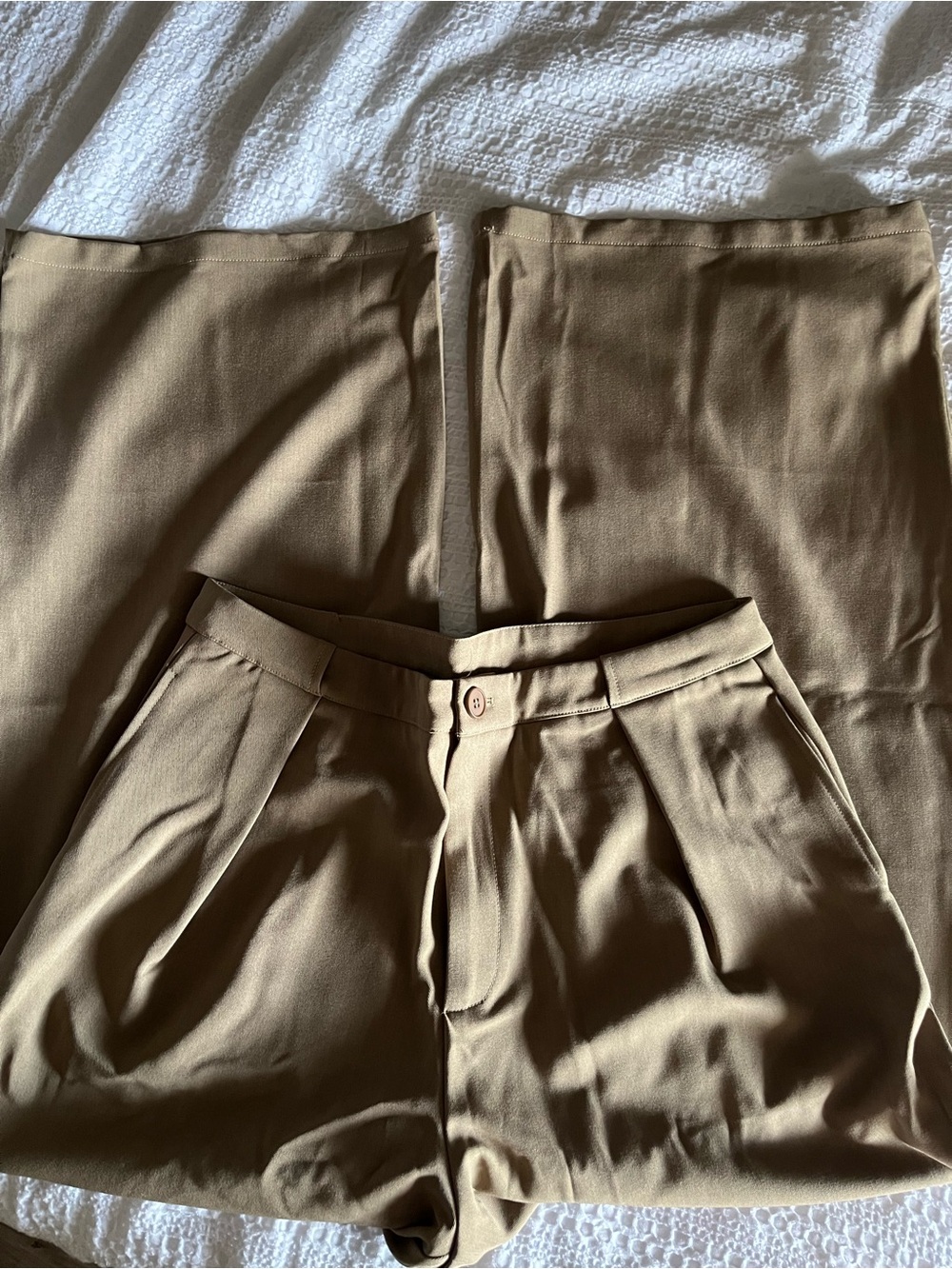 Classic Womens Tailored Wide Leg Pants in Light Brown